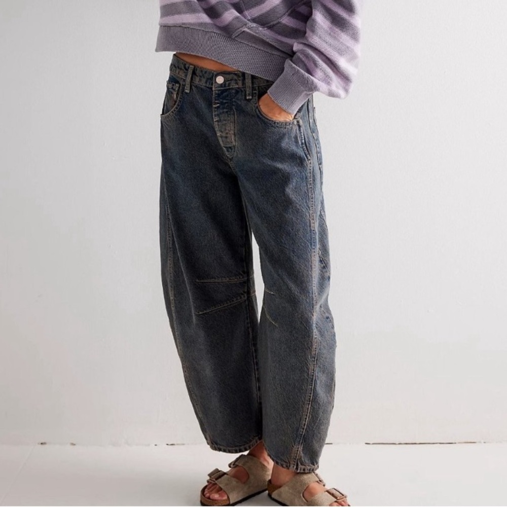 Free People Lucky You Mid rise Barrel Jean